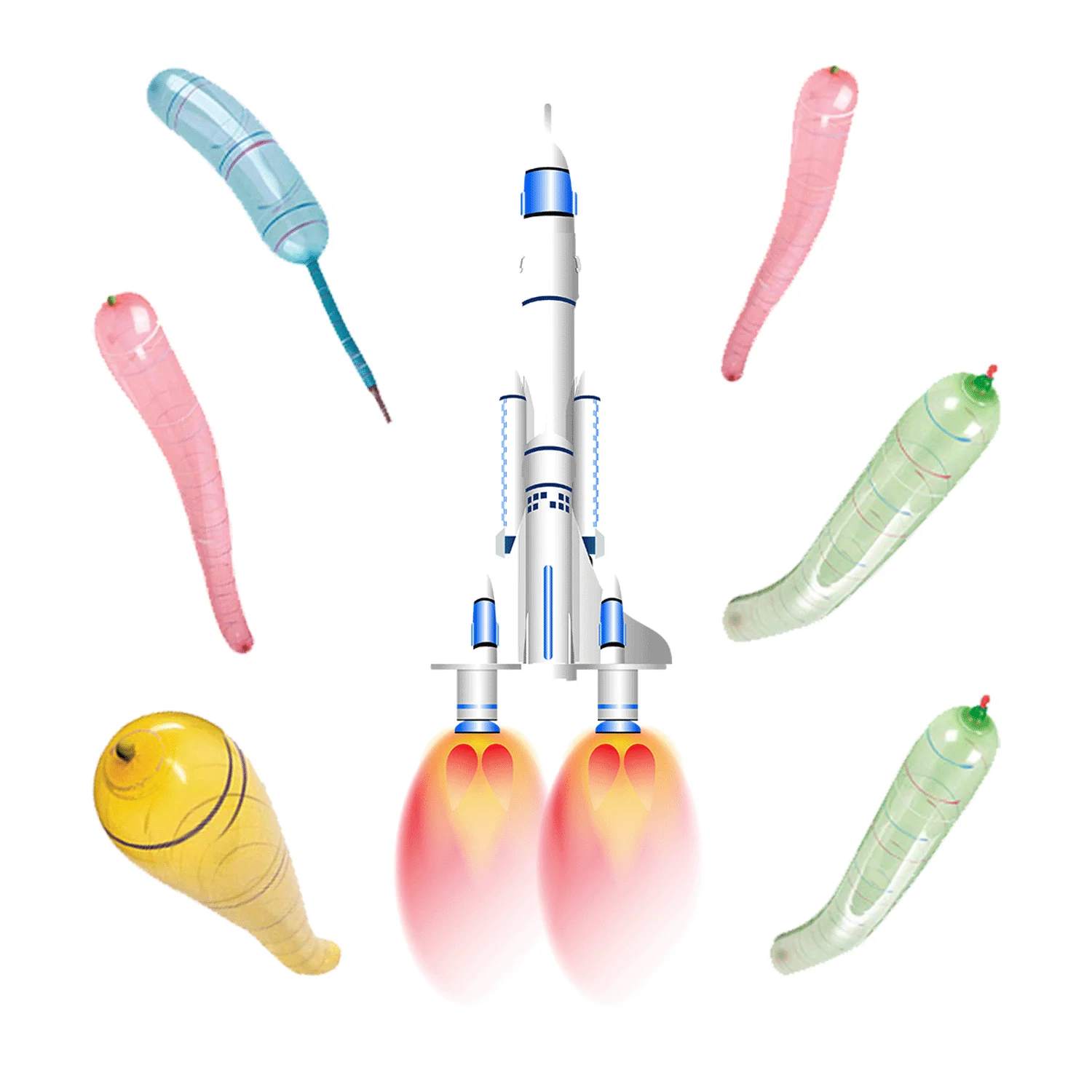 Thickened Flying Rocket Balloon Toys Wholesale Kids Fun Multi-colored Flying Rubber Long Balloon Outdoor Inflatable Balloon Toys thumbnail 2