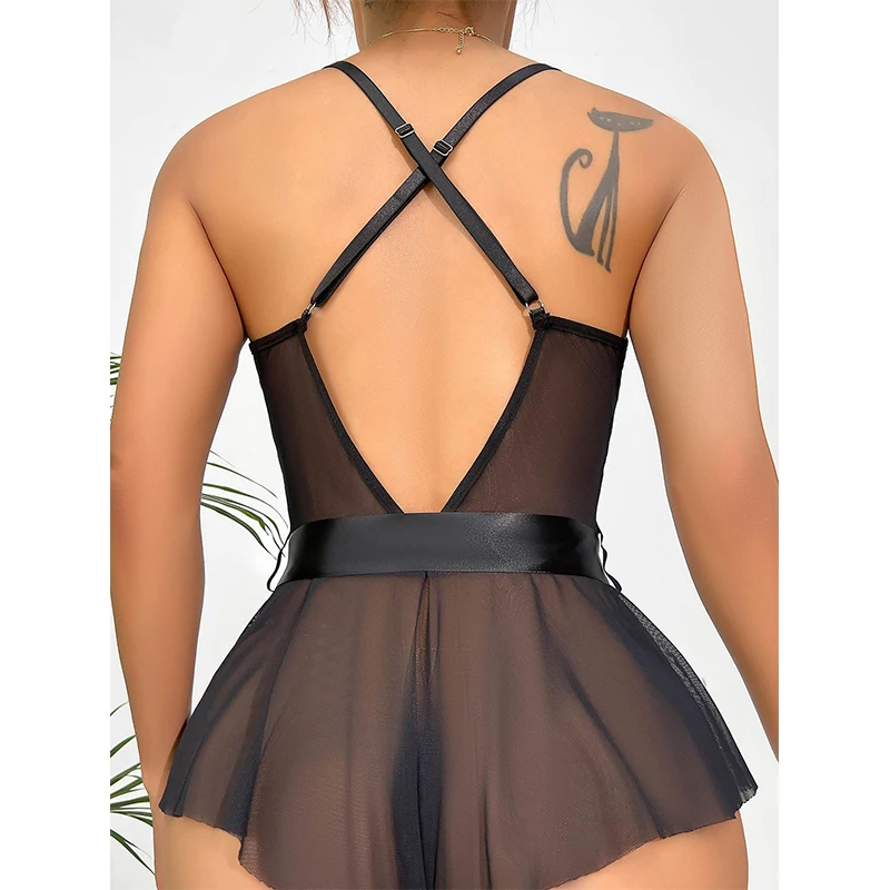 Sexy Lingerie For Women Transparent Porno Teddy Costumes Babydoll Lace Dress Plus Size Underwear Open Bra Sleepwear Lingerie thumbnail 6