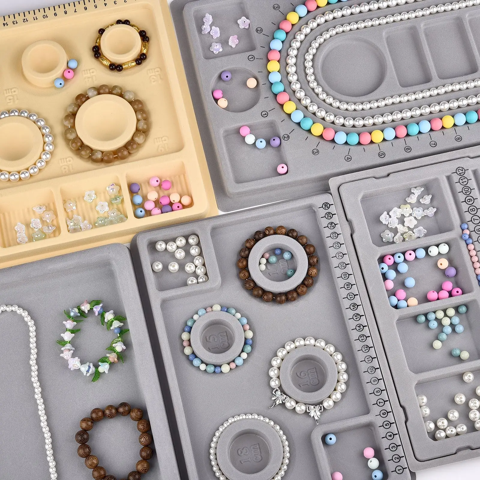 Flocked Bead Tray Board Bracelet Necklace Beading Accessories Measuring Tools Design Jewelry DIY Craft Jewelry Making Tools thumbnail 2