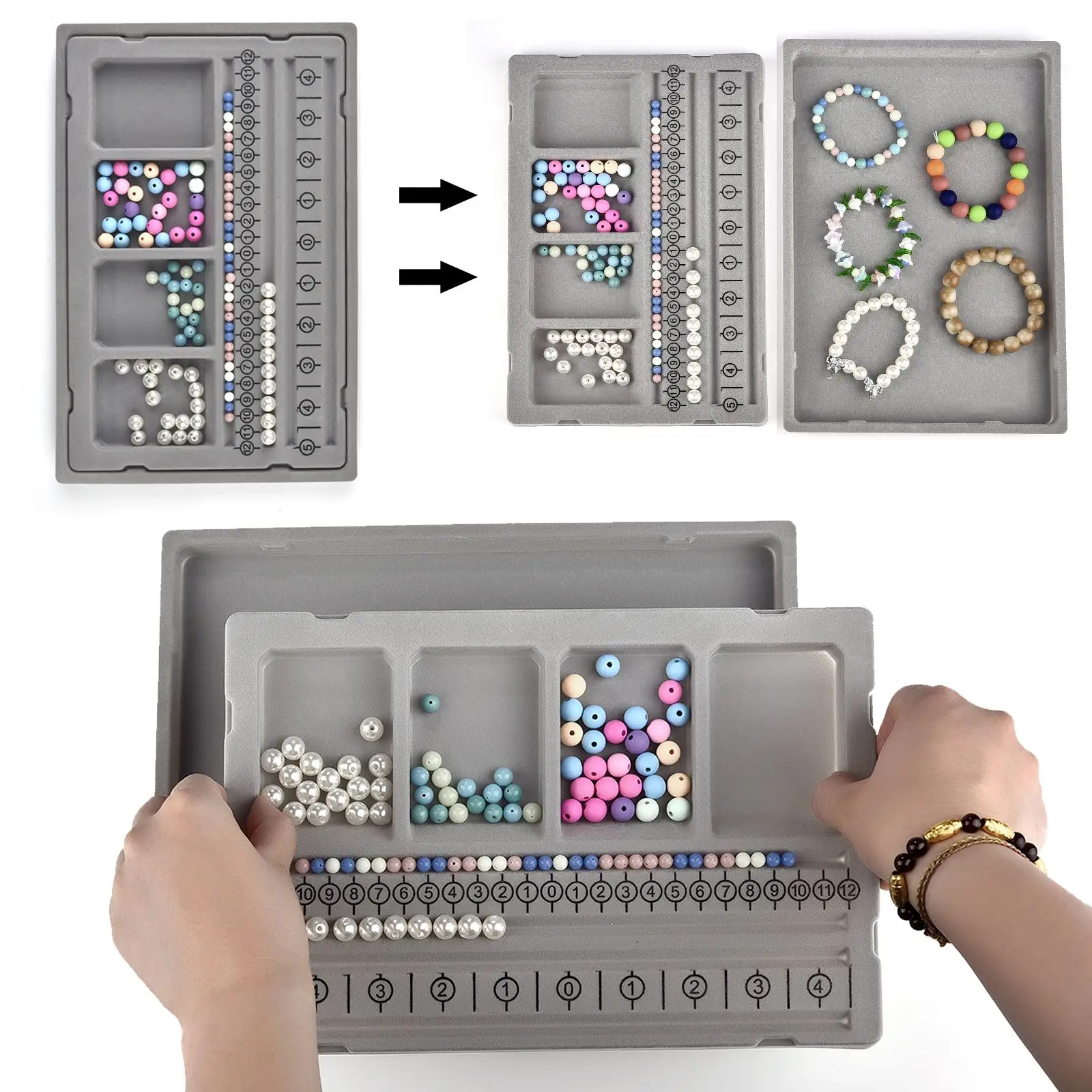 Flocked Bead Tray Board Bracelet Necklace Beading Accessories Measuring Tools Design Jewelry DIY Craft Jewelry Making Tools thumbnail 3