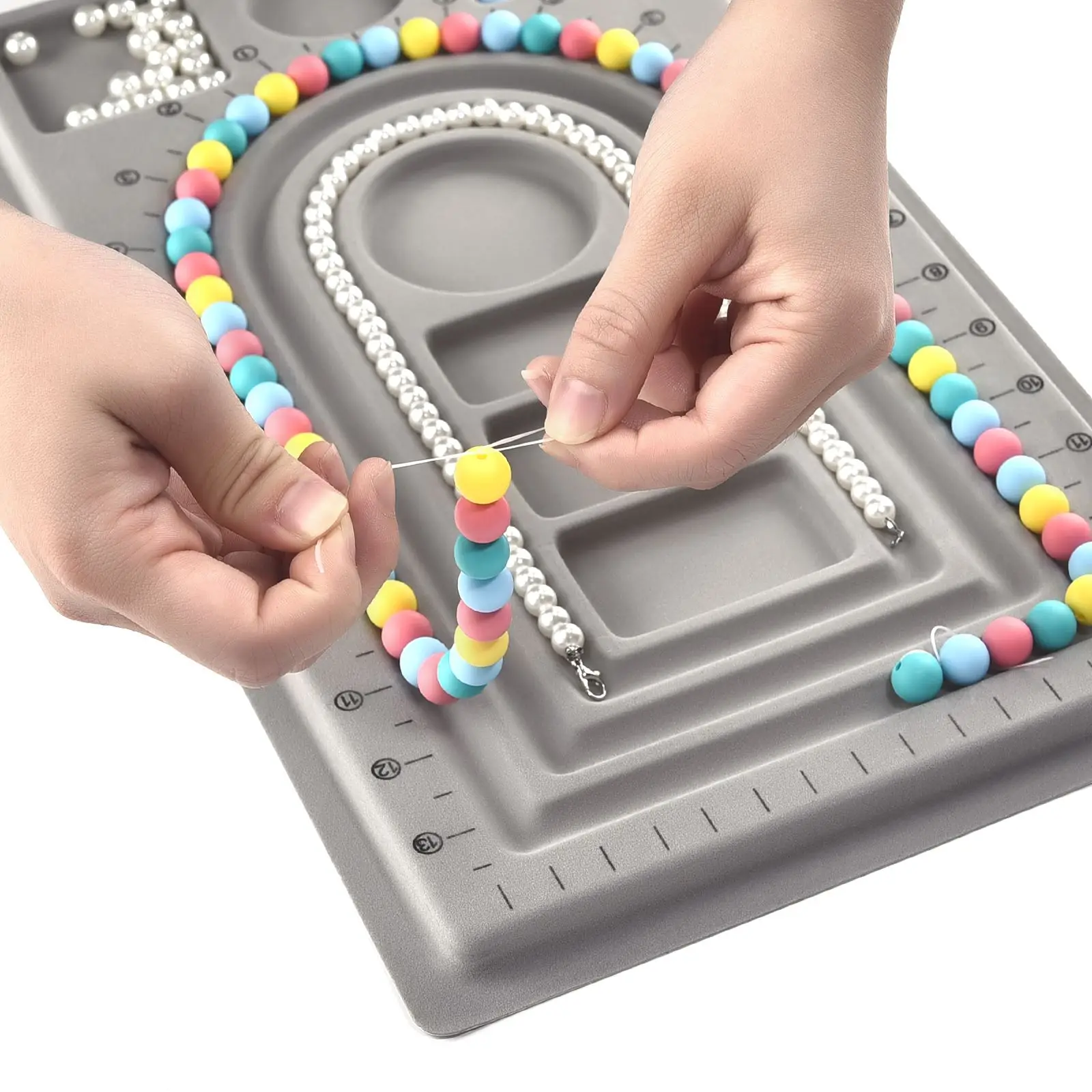 Flocked Bead Tray Board Bracelet Necklace Beading Accessories Measuring Tools Design Jewelry DIY Craft Jewelry Making Tools thumbnail 5