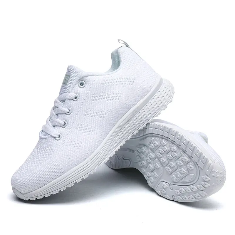Women Casual Shoes Fashion Breathable Walking Mesh FlatShoesSneakers White Female Footwear thumbnail 5