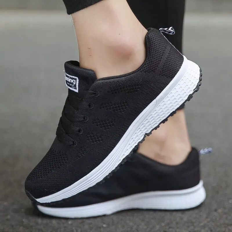 Women Casual Shoes Fashion Breathable Walking Mesh FlatShoesSneakers White Female Footwear thumbnail 4