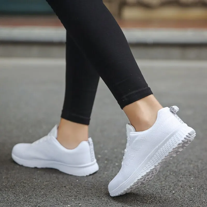 Women Casual Shoes Fashion Breathable Walking Mesh FlatShoesSneakers White Female Footwear thumbnail 3