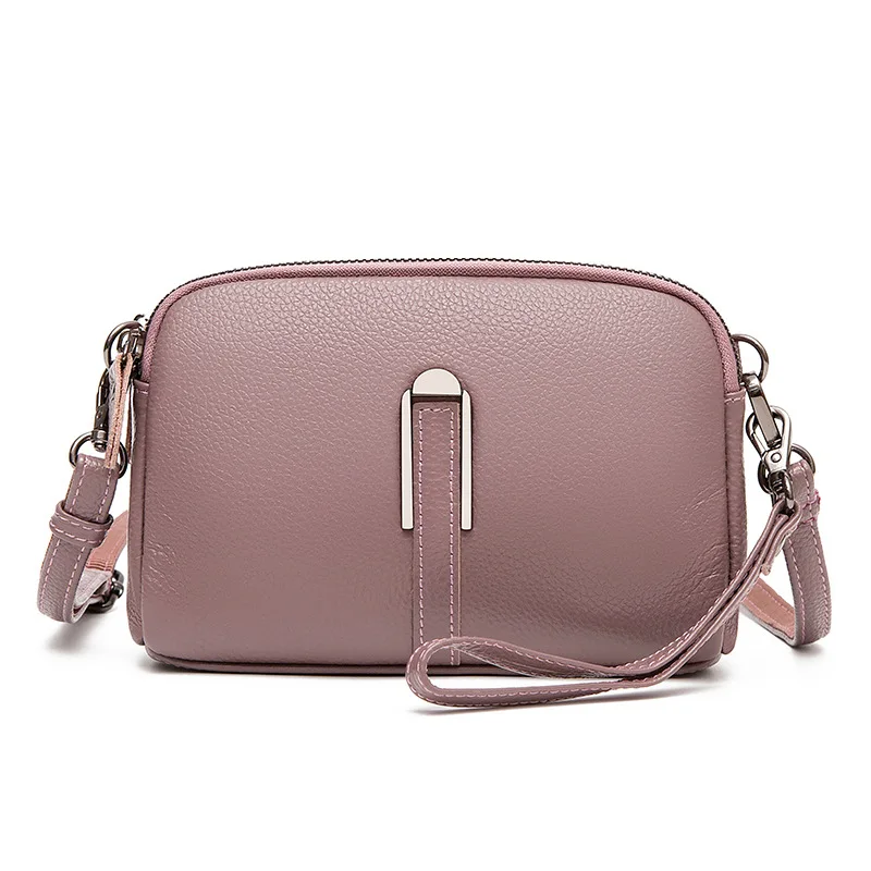100% Genuine Leather Shoulder Bags For Women Rectangle Small Crossbody Luxury Designer Handbag Female Messenger Pocket thumbnail 3