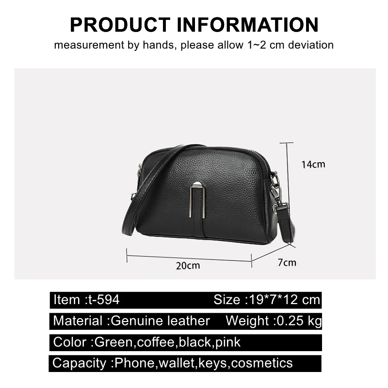 100% Genuine Leather Shoulder Bags For Women Rectangle Small Crossbody Luxury Designer Handbag Female Messenger Pocket thumbnail 4