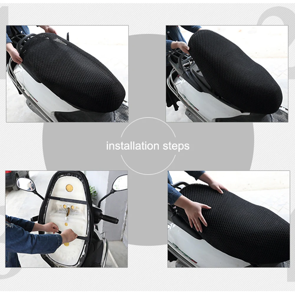 AUTCOAT 1Pcs Breathable 3D Mesh Motorcycle Moped Motorbike Scooter Seat Covers Cushion Anti-Slip Cover S-6XL thumbnail 6