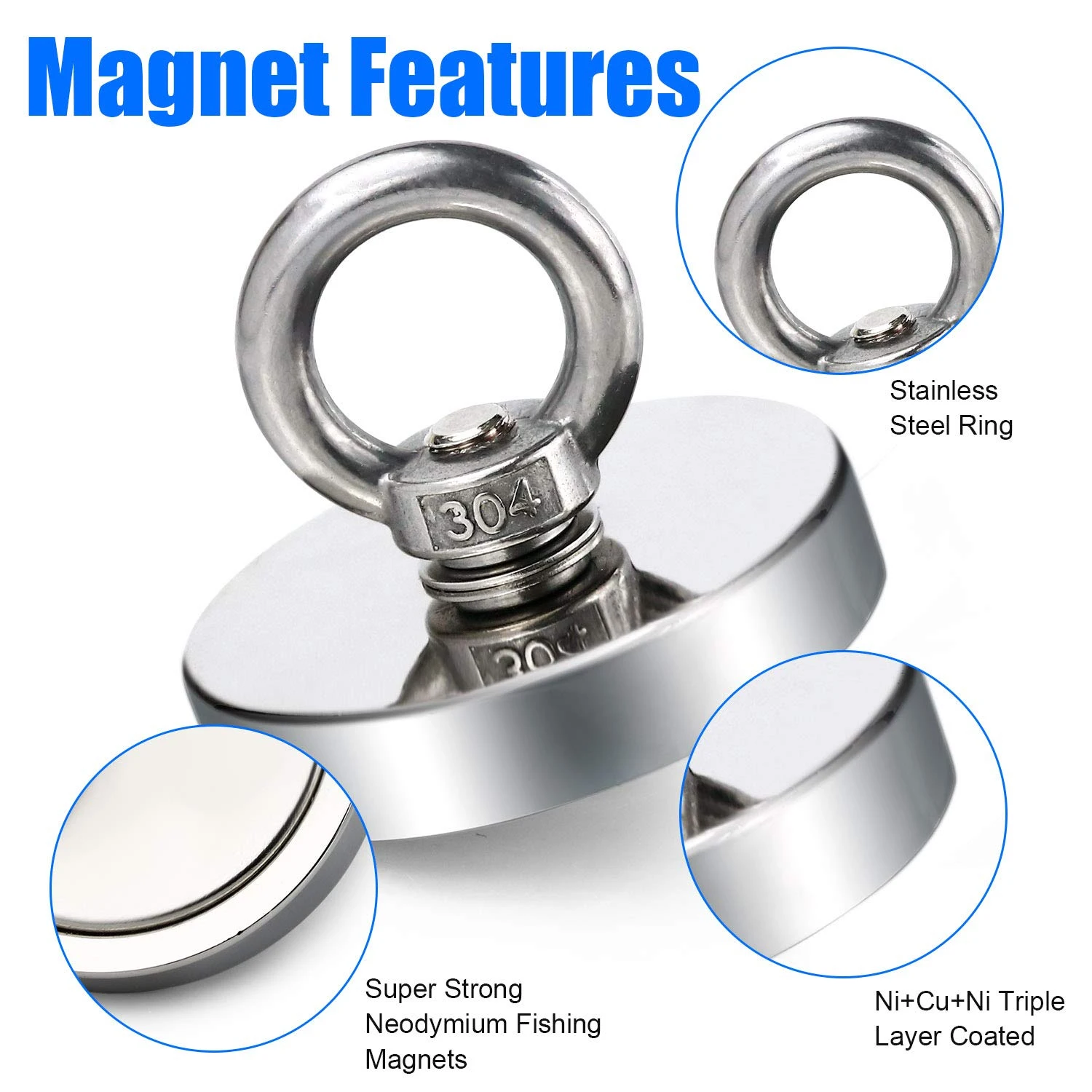Super magnet Strong Super Powerful Neodymium magnet N52 Iman Ima Neodymium Fishing magnet Neomidium magnet Search Hook thumbnail 2