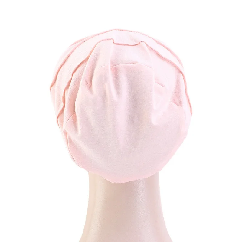 Women Stretch Beanie Chemo Cotton Hair Turban Hat Double-layer Soft Satin Lining Crinkled Hijab Inner Hijab Caps thumbnail 6