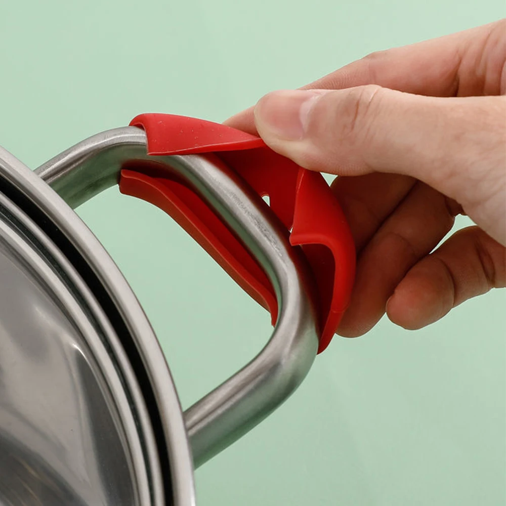 2Pcs Silicone Pan Handle Cover Heat Insulation Assist Handle Holder Grip Sleeve Kitchen Gadgets thumbnail 2