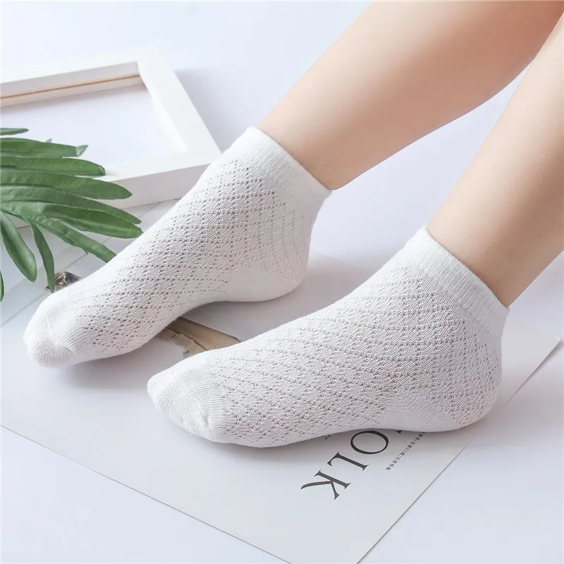 Summer White Mesh Children Cotton Socks Boys Girls Sports socks Spring Baby Skin-friendly Cotton socks  5Pairs thumbnail 4