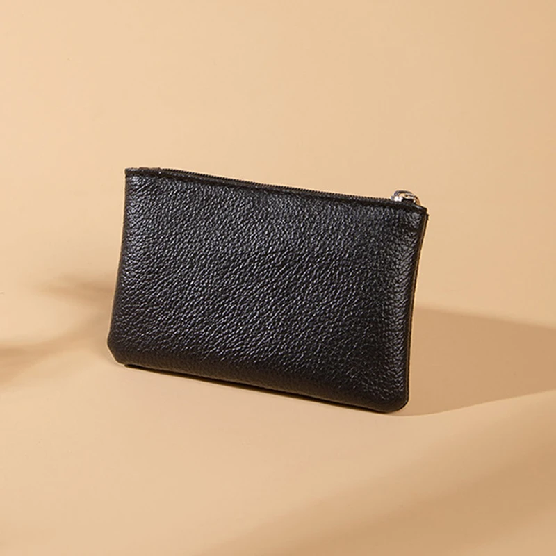 Ultra-thin Coin Purse Litchi Pattern Zipper Mini Wallets Women Retro Small Bags Coin PU Leather Coin Purses Keychain Clutch Bag thumbnail 4