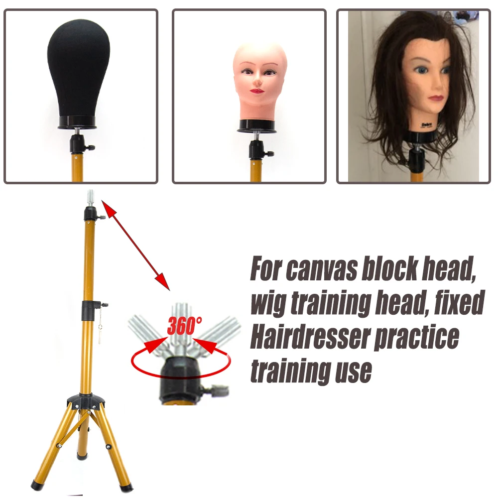 125Cm Mannequin Head Holder Tripod Stand For Hairdressers Salon Training Head Strong Adjustable Wig Stand Tripod For Wig Making thumbnail 3