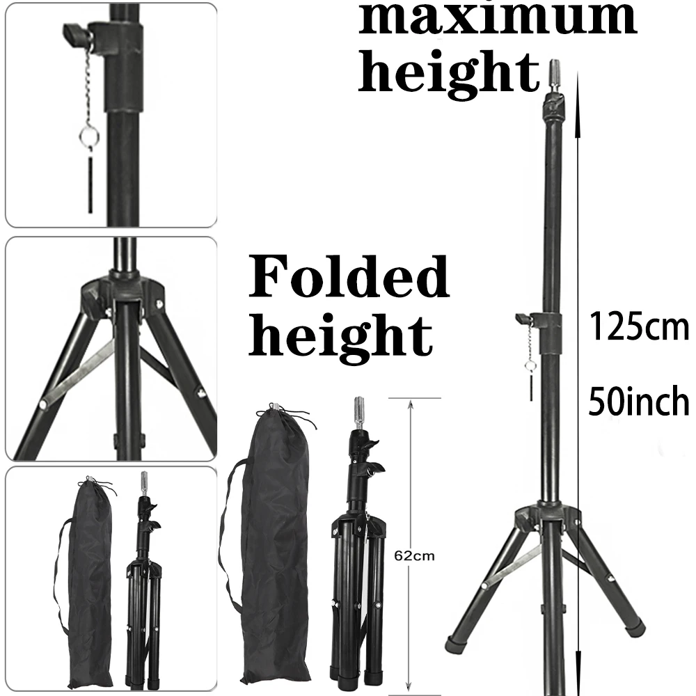 125Cm Mannequin Head Holder Tripod Stand For Hairdressers Salon Training Head Strong Adjustable Wig Stand Tripod For Wig Making thumbnail 5