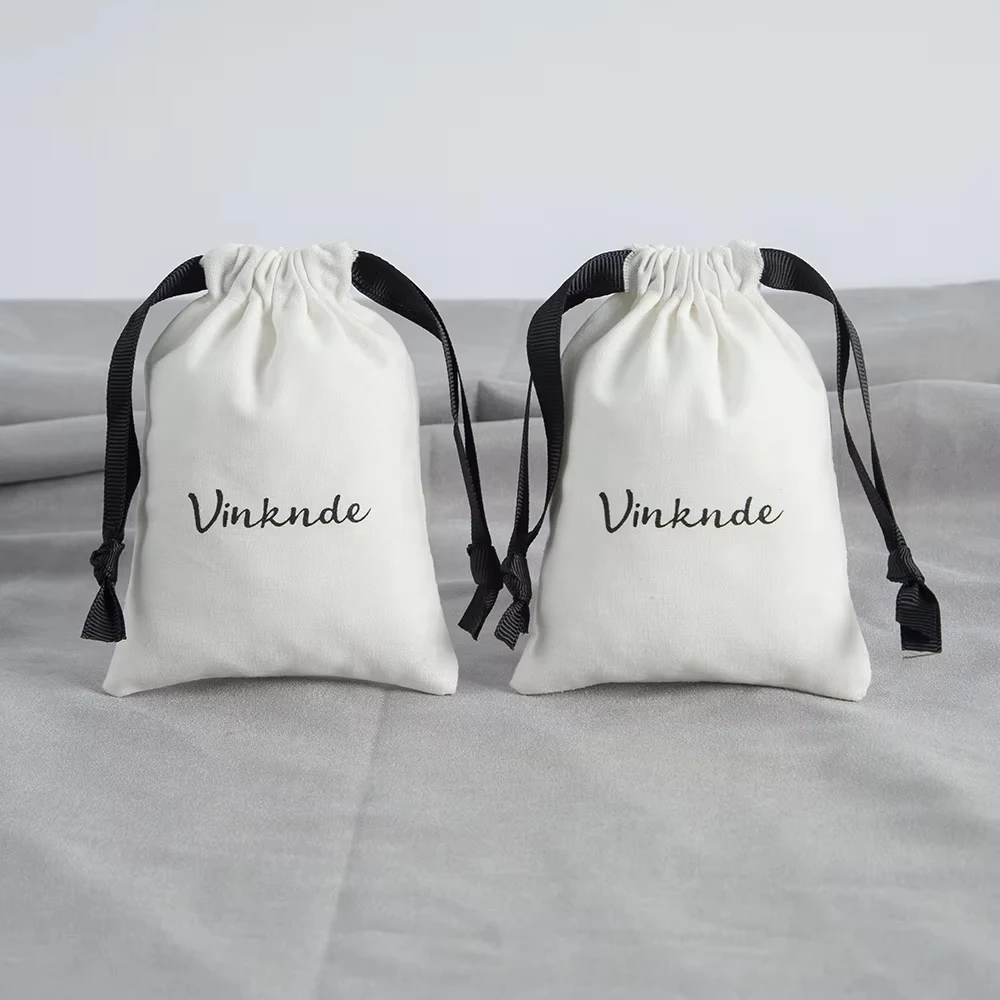 50/100Pcs Personalized Logo Jewelry Cotton Bag White Black Muslin Drawstring Pouch Canvas Gift Packaging Pocket for Earring Ring thumbnail 6
