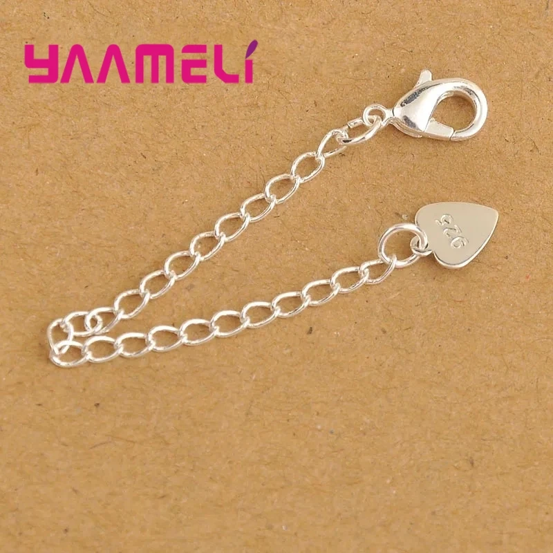 10X Wholesale Fashion Jewelry Findings Extension Chains 925 Heart Tag Sterling Silver Color Lobster Clasps For Necklace Bracelet thumbnail 3