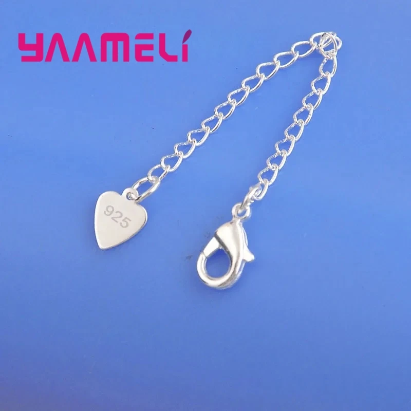 10X Wholesale Fashion Jewelry Findings Extension Chains 925 Heart Tag Sterling Silver Color Lobster Clasps For Necklace Bracelet thumbnail 4