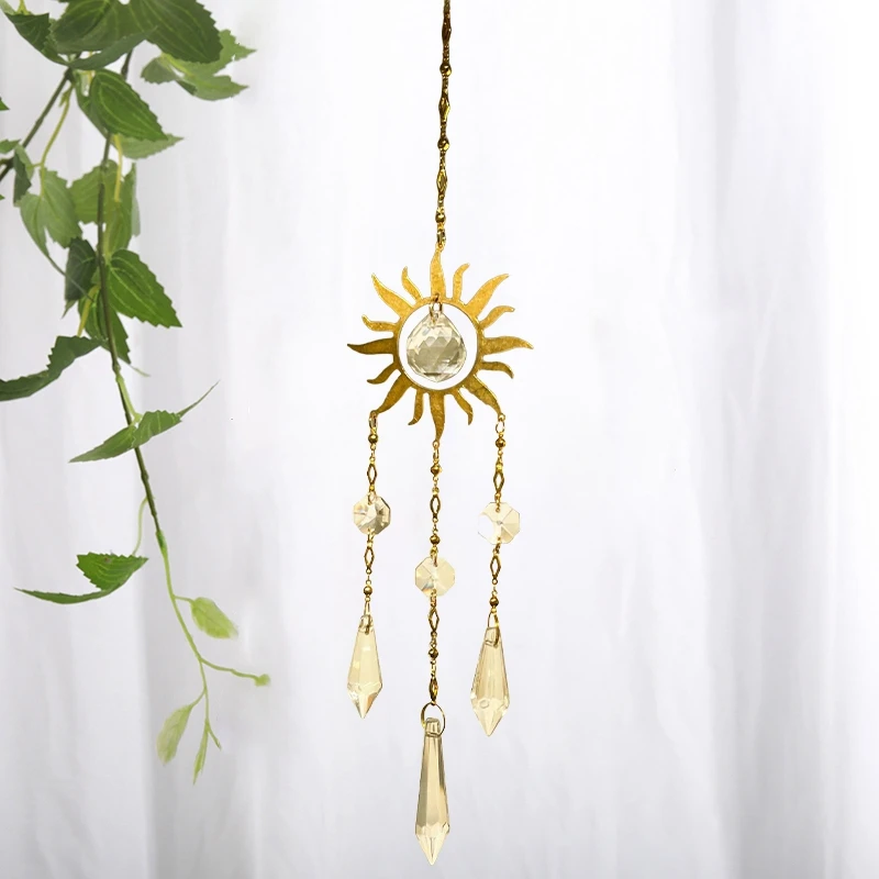 Crystal SunCatcher Prisms Hanging Sun Rainbow Light Catcher Chain Window Drop Wind Chimes Bell Garden Wedding Home Charm Decor thumbnail 5