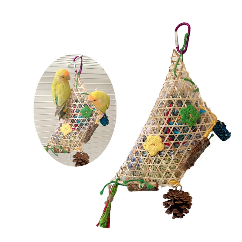 Parrot Bite Toys Climbing Foraging Bird Chewing Toy Colored Paper Shredder Bamboo Woven For Lovebirds,Cockatiels,Budgies thumbnail 6