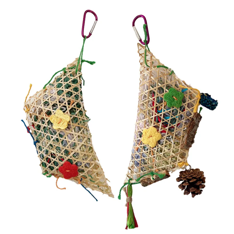 Parrot Bite Toys Climbing Foraging Bird Chewing Toy Colored Paper Shredder Bamboo Woven For Lovebirds,Cockatiels,Budgies thumbnail 2