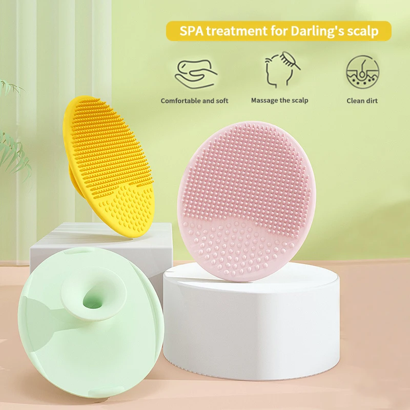 Silicone Shampoo Brush for Baby Infant Bathing Soft Boys Kids Small Shower Brush Head Hair Washing Massage Brushes Wipe Comb thumbnail 2