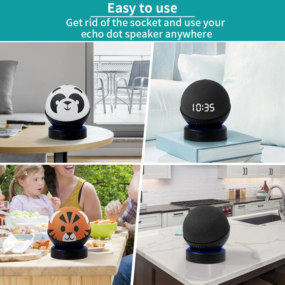 Echo Dot 4th & 5th Battery Base Portable Rechargeable 5200mAh 7 Hours Playtime Battery Stand for Echo Dot 4th & 5th Holder thumbnail 5