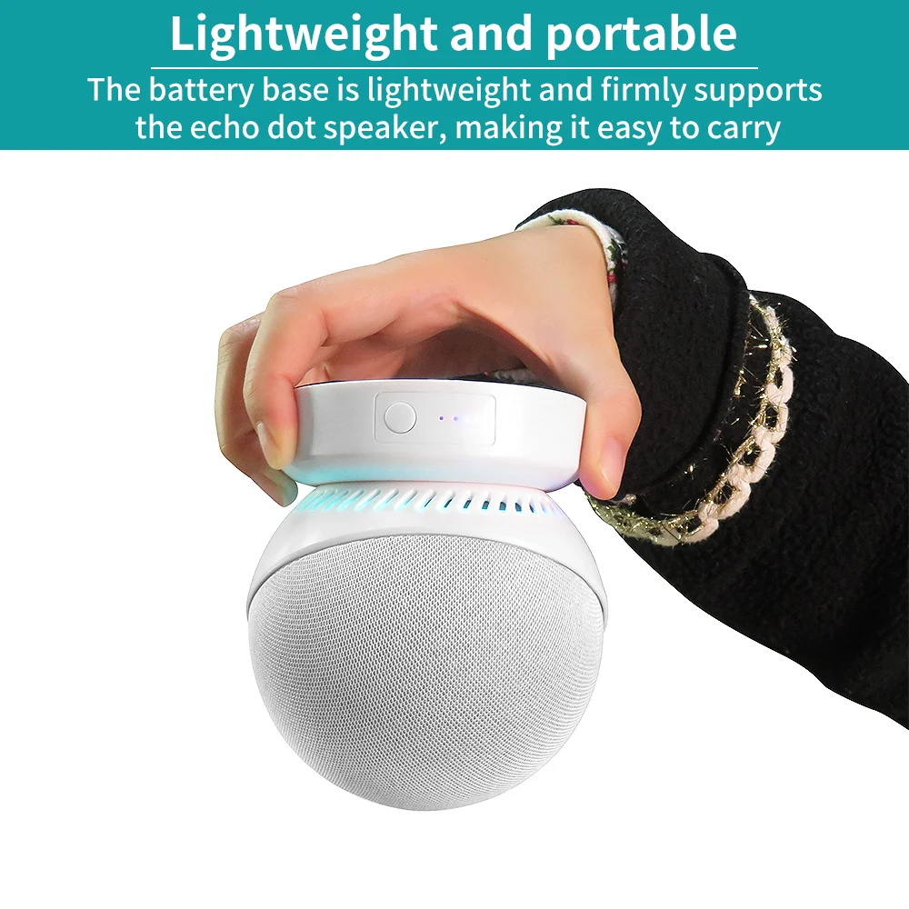 Echo Dot 4th & 5th Battery Base Portable Rechargeable 5200mAh 7 Hours Playtime Battery Stand for Echo Dot 4th & 5th Holder thumbnail 4