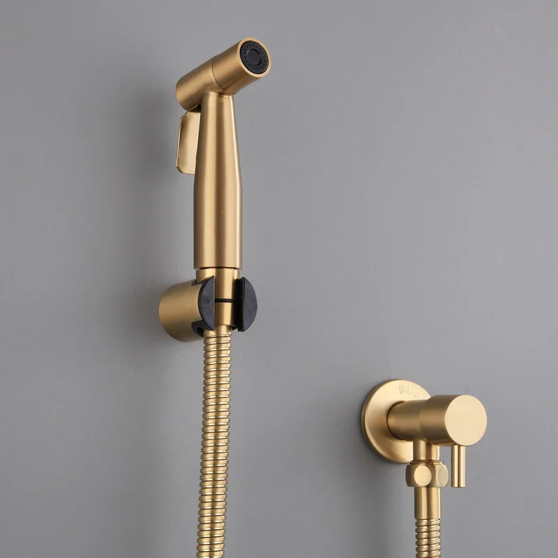 Bathroom Brushed Gold Bidet Sprayer for Toilet Handheld Sprayer Kit Hand Held Bidet Diaper Sprayer Set Torneira De Banheiro