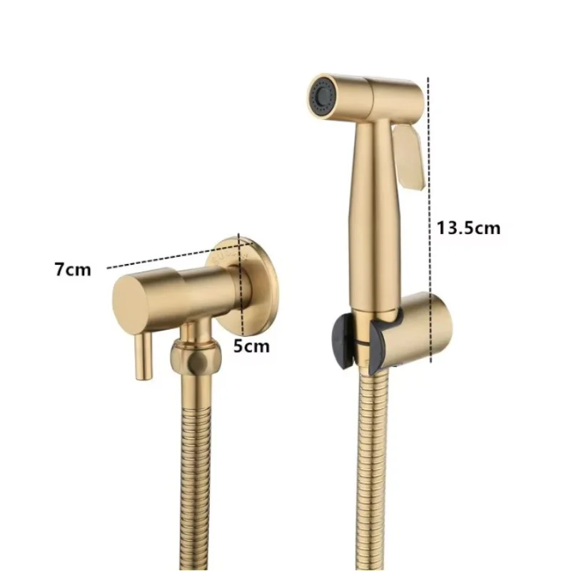 Bathroom Brushed Gold Bidet Sprayer for Toilet Handheld Sprayer Kit Hand Held Bidet Diaper Sprayer Set Torneira De Banheiro thumbnail 6