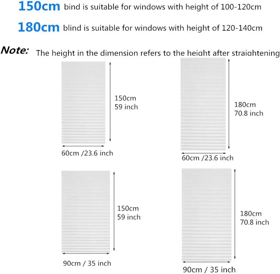 Blind for Window Self Adhesive Pleated Blinds Cordless No Drill Fabric Blinds Room Darkening Shades Blackout Shades for Bathroom thumbnail 5