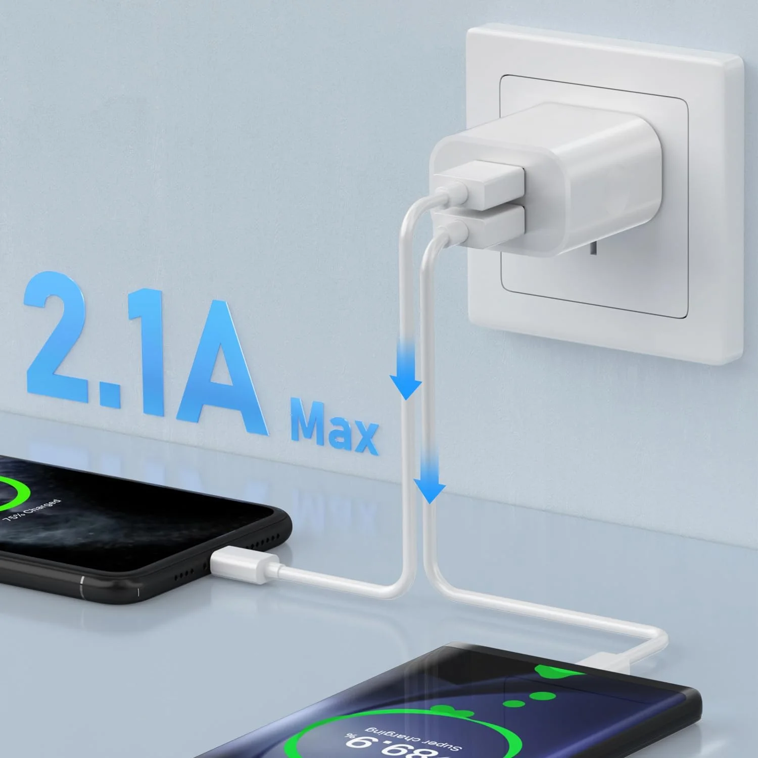 1/5Pcs Universal Travel 5V 2A Dual Port USB Wall Home Charger Power Adapter AU Phone Charging Head Australian Standard Plug thumbnail 4