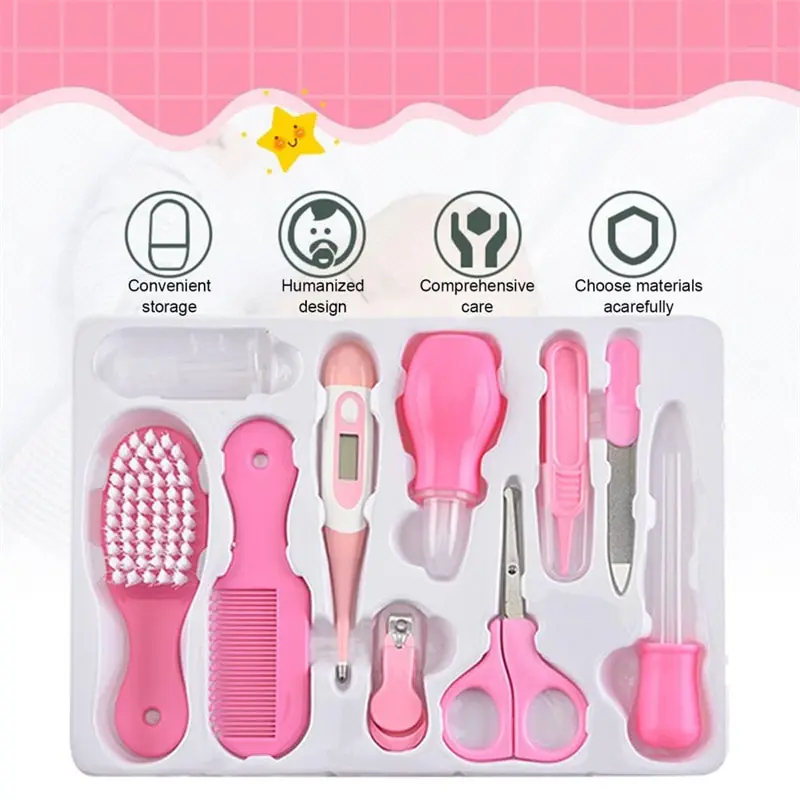 10PCS/Set Baby Health Care Kit Kids Nail Hair Health Care Thermometer Grooming Brush Clipper Teether Toothbrush Baby Essentials thumbnail 4