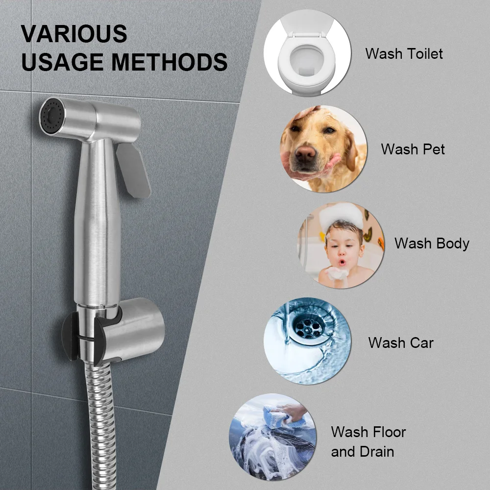 Bidet sprayer set For toilet Handheld Hand Bidet faucet shower head Stainless Steel self cleaning For Bathroom hand sprayer thumbnail 3