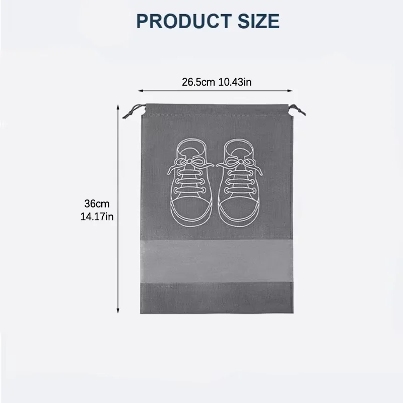 5/10pcs Shoes Storage Bag Closet Organizer Non Woven Travel Portable Bag Waterproof Pocket Clothing Classified Draw Hanging Bag thumbnail 2