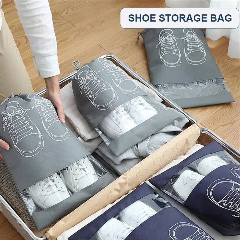 5/10pcs Shoes Storage Bag Closet Organizer Non Woven Travel Portable Bag Waterproof Pocket Clothing Classified Draw Hanging Bag thumbnail 6