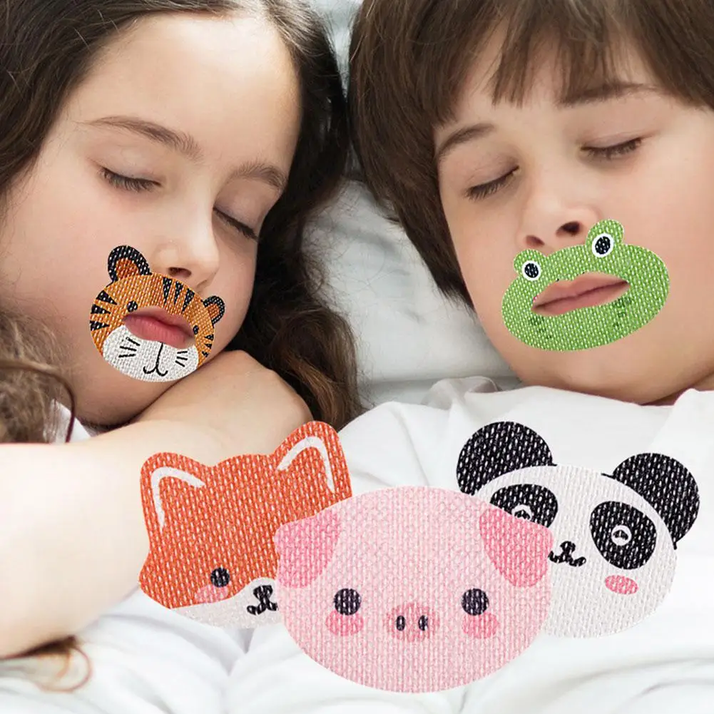 30pcs Sleep Strips cartoon animal Anti-Snoring Mouth Tape for Nose Breathing Children Snore Reducing Aids Nose Breathing Sticker