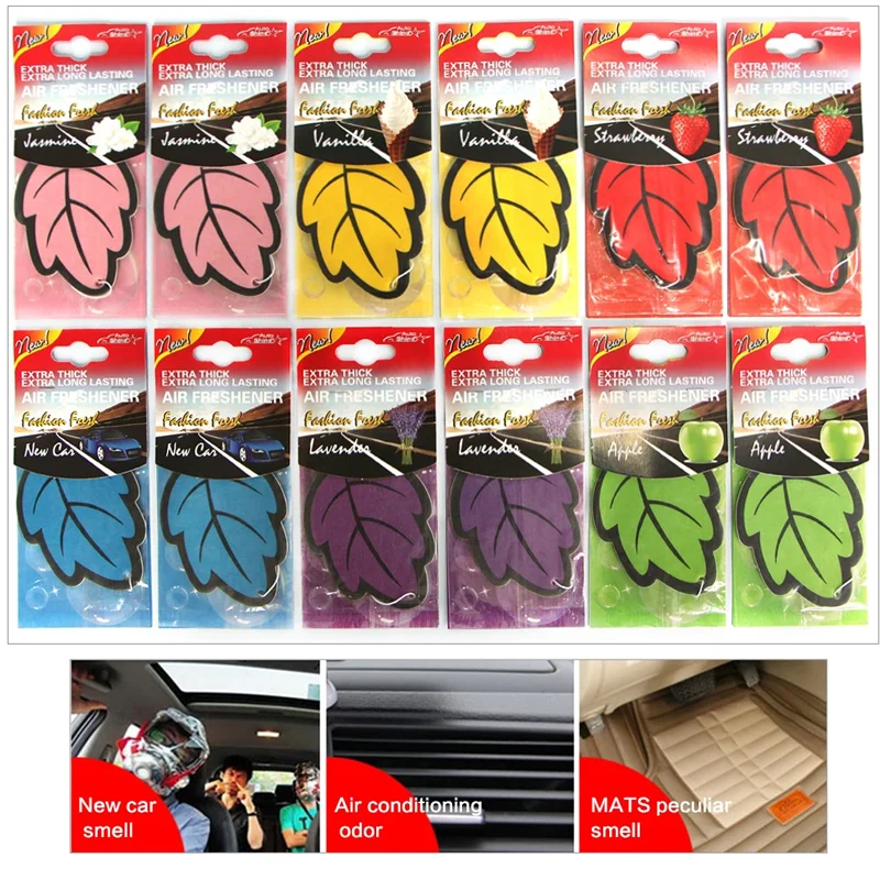 10/50PCS Car Air Freshener Natural scented tea paper Auto Hanging Vanilla perfume fragrance Leaf Shape car accessories interior thumbnail 2