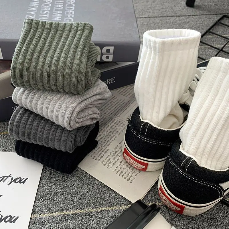 New 5 Pairs Cool Men Black White Warm Socks Set Autumn Winter Male Solid Color Sport Short Socks For Men Dropshipping thumbnail 4