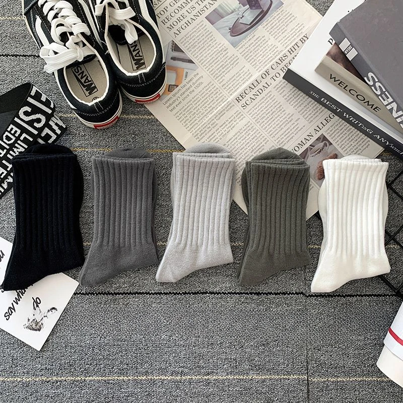 New 5 Pairs Cool Men Black White Warm Socks Set Autumn Winter Male Solid Color Sport Short Socks For Men Dropshipping thumbnail 6