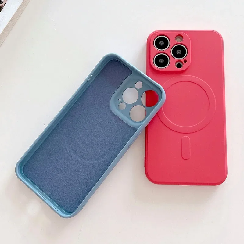Liquid Silicone Shockproof Case For iPhone 17 16 15 14 13 12 11 Pro Max Plus Phone Magnetic Wireless Charger For Magsafe Cover thumbnail 5