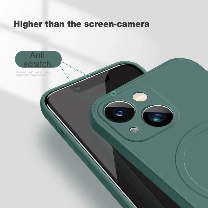 Liquid Silicone Shockproof Case For iPhone 17 16 15 14 13 12 11 Pro Max Plus Phone Magnetic Wireless Charger For Magsafe Cover thumbnail 3