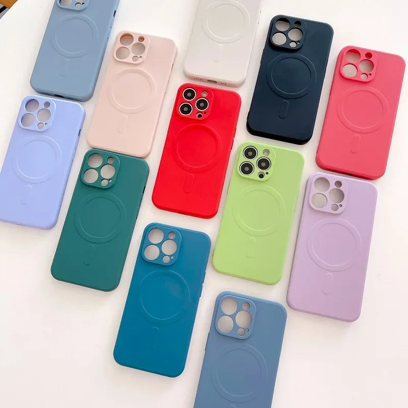 Liquid Silicone Shockproof Case For iPhone 17 16 15 14 13 12 11 Pro Max Plus Phone Magnetic Wireless Charger For Magsafe Cover thumbnail 6