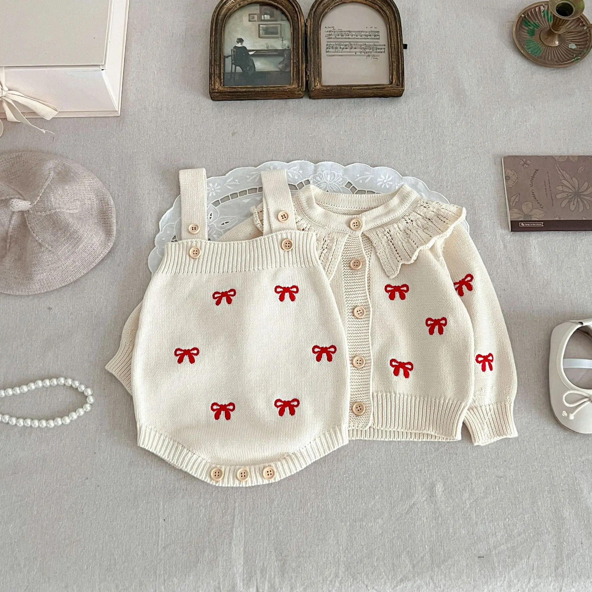 Autumn Winter  Newborn Infant Baby Girls Romper Knitting Embroidery Coat Rompers Kids Onepiece Fashion Baby Clothing thumbnail 4