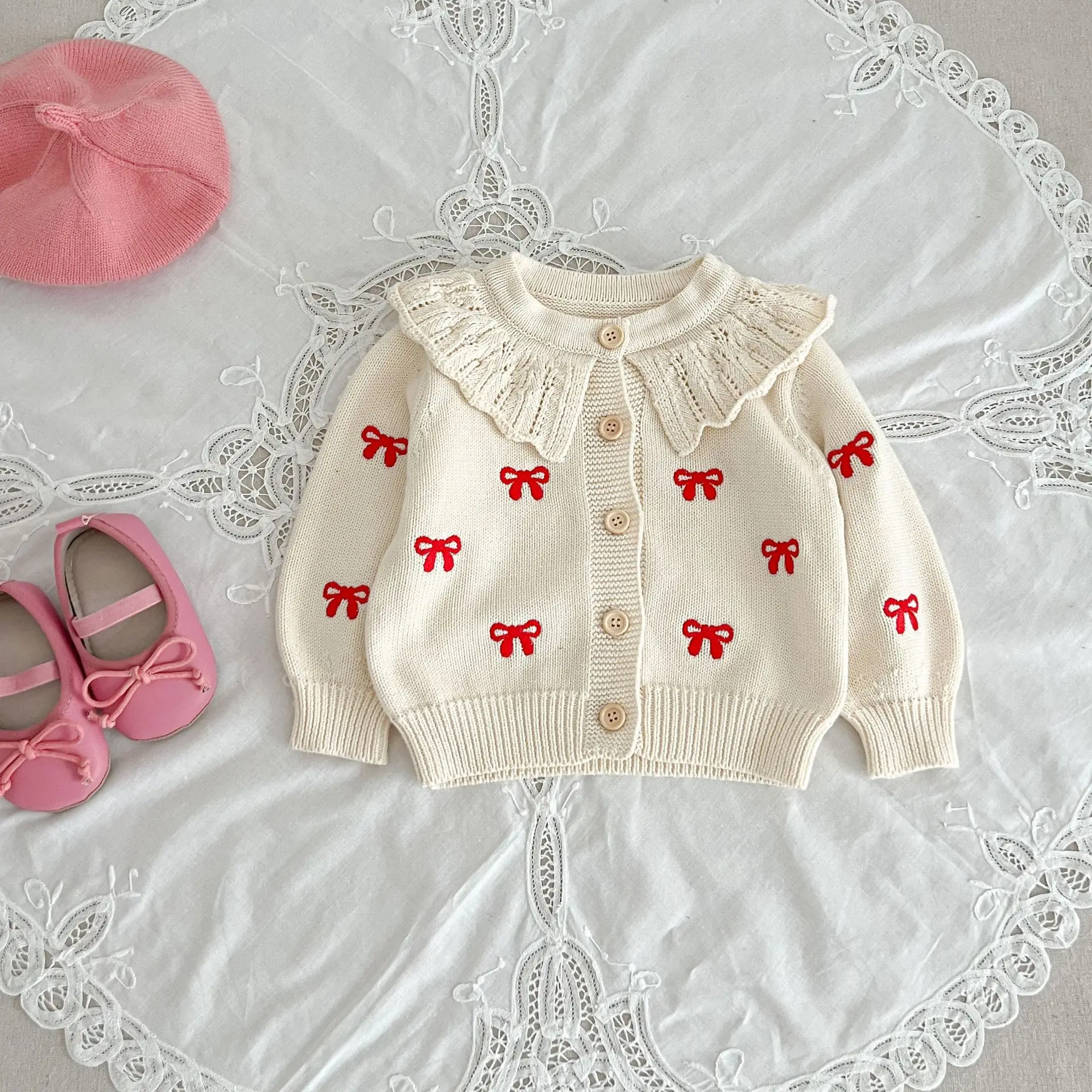 Autumn Winter  Newborn Infant Baby Girls Romper Knitting Embroidery Coat Rompers Kids Onepiece Fashion Baby Clothing thumbnail 5