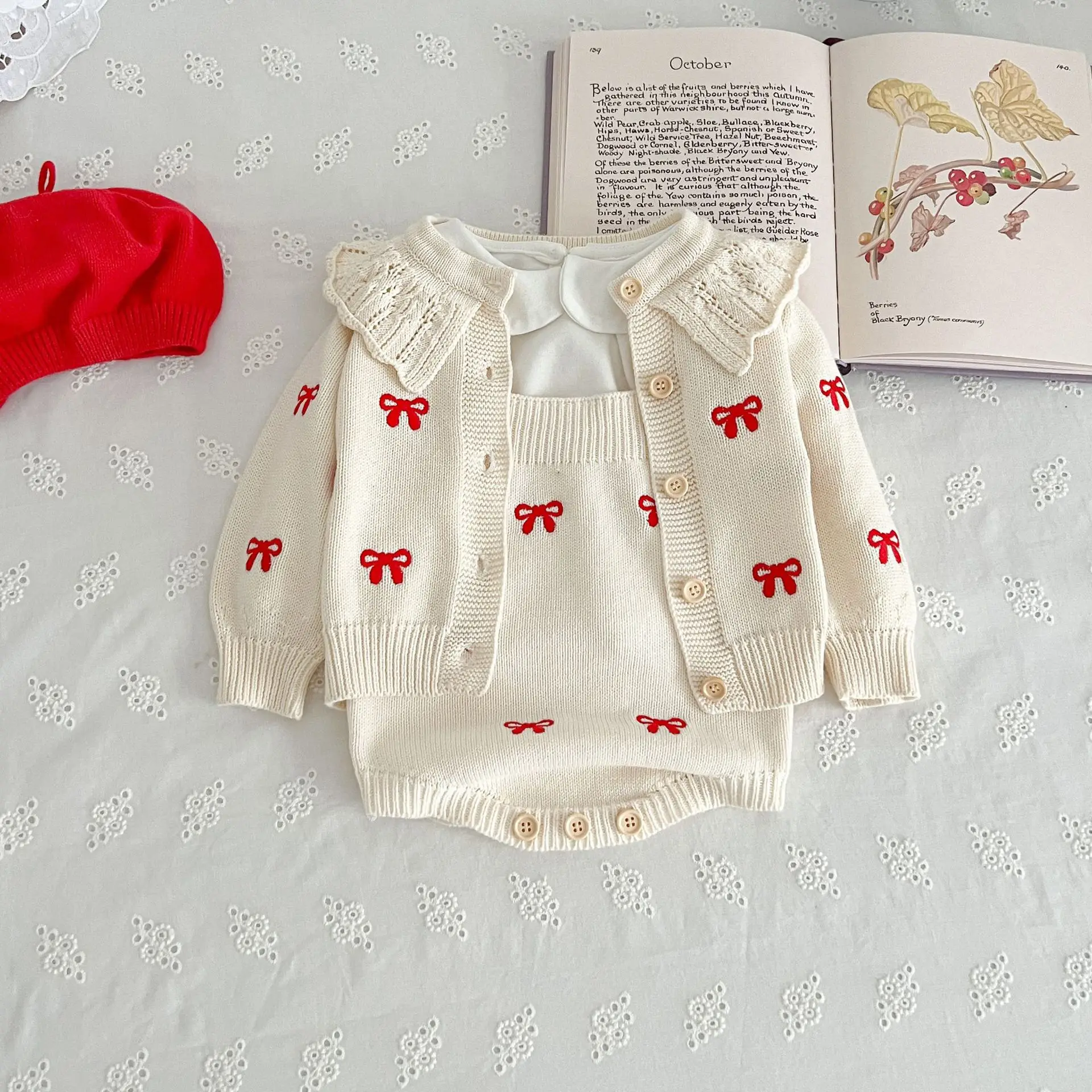 Autumn Winter  Newborn Infant Baby Girls Romper Knitting Embroidery Coat Rompers Kids Onepiece Fashion Baby Clothing thumbnail 3