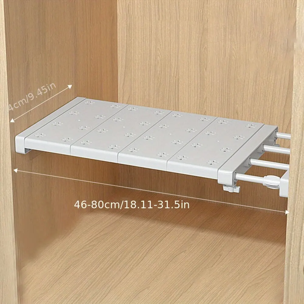 White Expandable Divider Punch-free Retractable Layers Board for Wardrobe Storage Kitchen and Bathroom Shelf Dormitory Dividers thumbnail 3