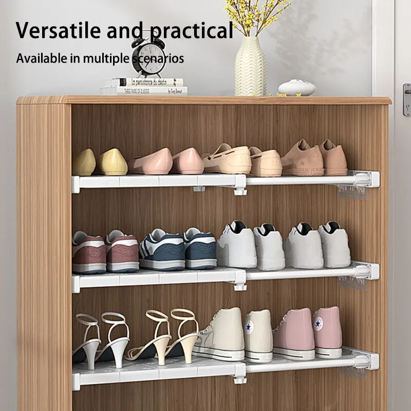 White Expandable Divider Punch-free Retractable Layers Board for Wardrobe Storage Kitchen and Bathroom Shelf Dormitory Dividers thumbnail 6