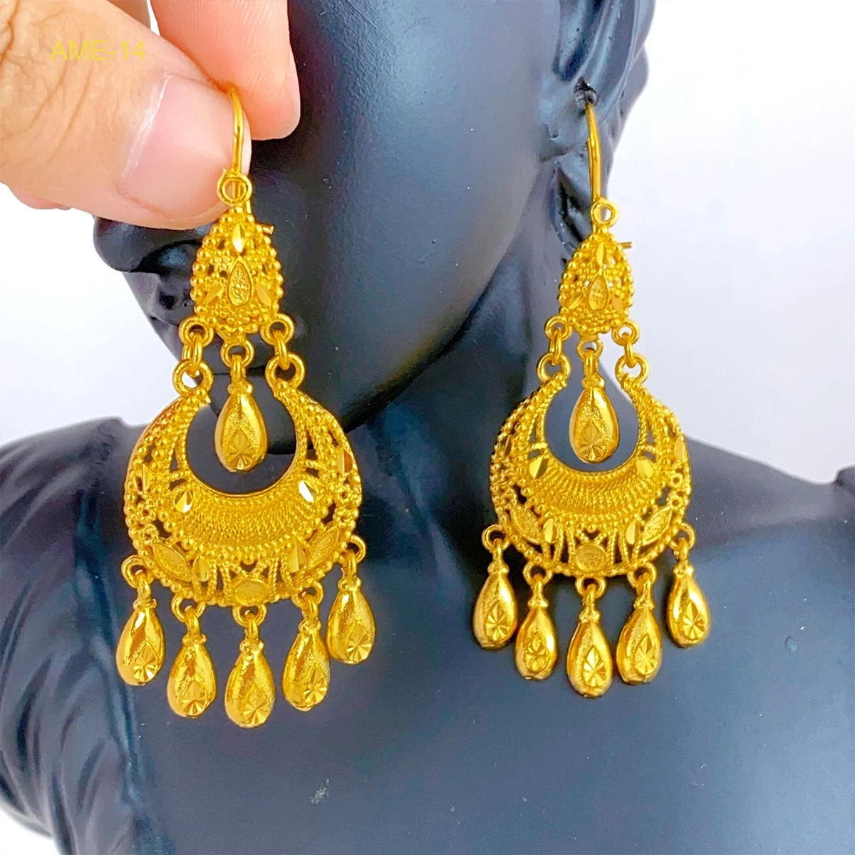 ANIID African Lady Design Tassel Drop Earrings  Jewelry For Women Ethiopian Dubai Gold Color Jewellery Wedding Gifts Party thumbnail 6