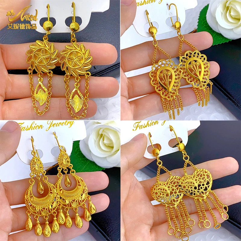 ANIID African Lady Design Tassel Drop Earrings  Jewelry For Women Ethiopian Dubai Gold Color Jewellery Wedding Gifts Party thumbnail 2