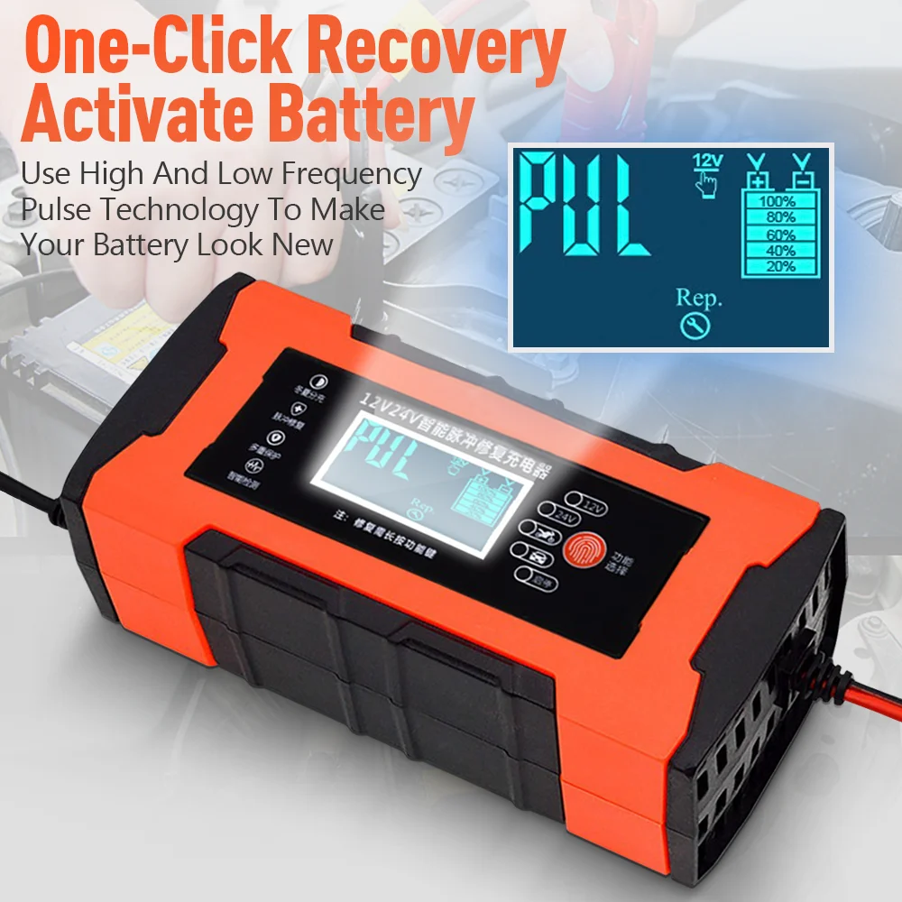 Car Battery Charger 10A 12V Automotive Battery Charger 24V 5A Car Accesorries Digital Display Detection Pulse Repair Car Charger thumbnail 5